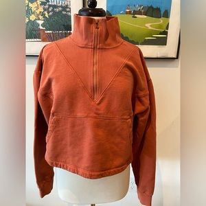 Outdoor Voices russet cotton terry half-zip sweatshirt, size XL